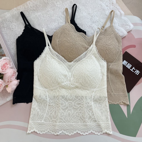 古妃3902性感法式蕾丝吊带背心女无痕聚拢内搭外穿美背打底上衣