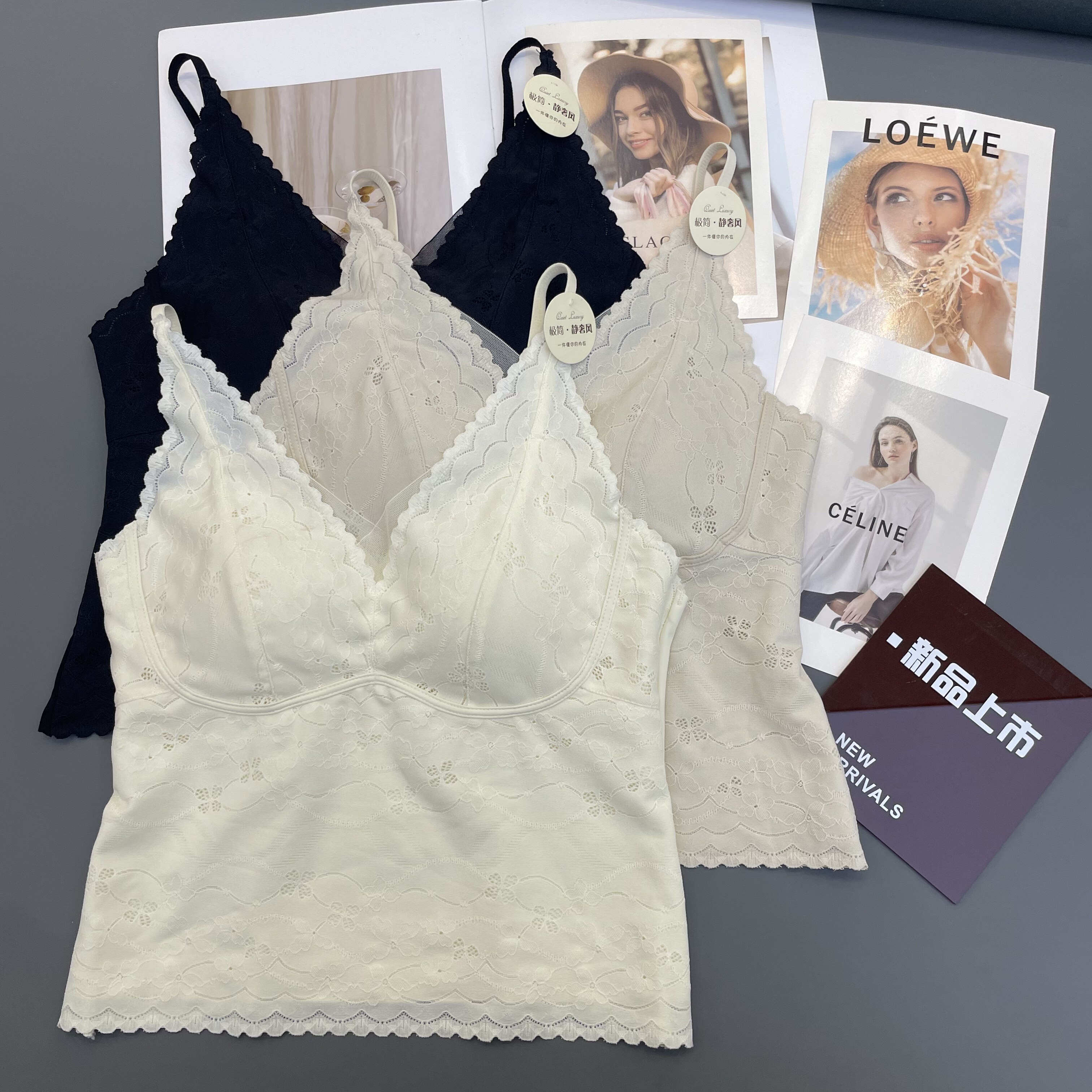 米娅林性感蕾丝轻奢深V吊带女固定杯带胸垫镂空提花内搭美背内衣,女士内衣/男士内衣/家居服,抹胸,淘宝优惠券,粉丝福利购,淘宝优惠卷