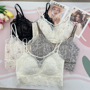 性感蕾丝美背抹胸女固定杯聚拢防走光无痕裹胸内衣 米娅林S208法式