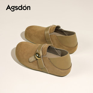 奥古狮登正品小金豆勃肯鞋女2026新款春季一脚蹬通勤两穿软底厚底