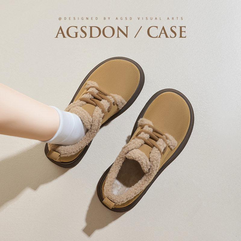 奥古狮登正品加绒棉鞋女2025秋冬季新款一脚蹬乐福小皮鞋羊羔绒勃,女鞋,棉鞋,淘宝优惠券,粉丝福利购,淘宝优惠卷