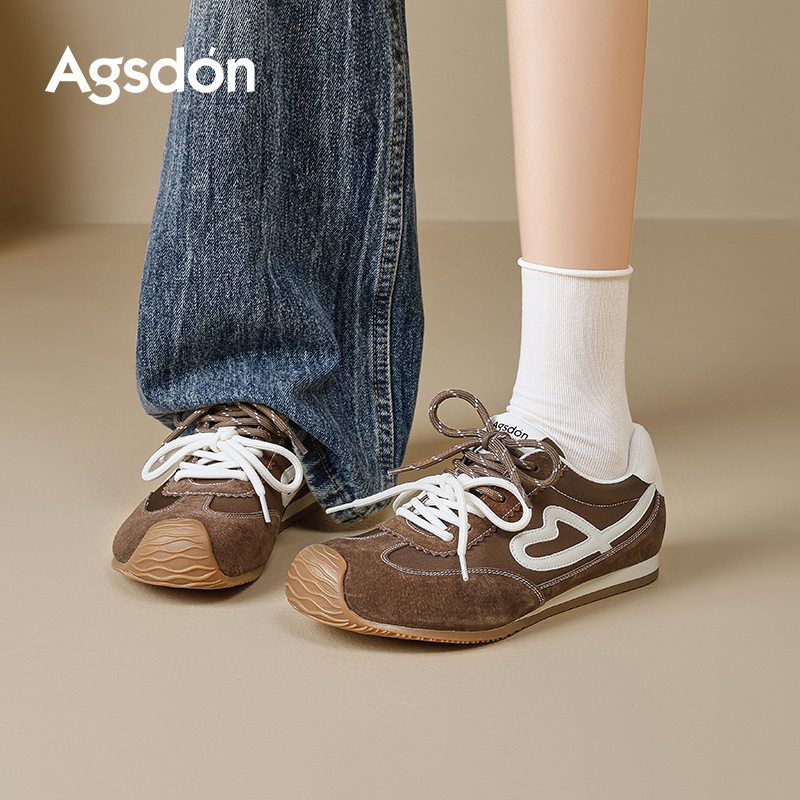 奥古狮登正品棕色德训鞋女2025新款秋冬季厚底复古板鞋芭蕾阿甘运,女鞋,德训鞋,淘宝优惠券,粉丝福利购,淘宝优惠卷