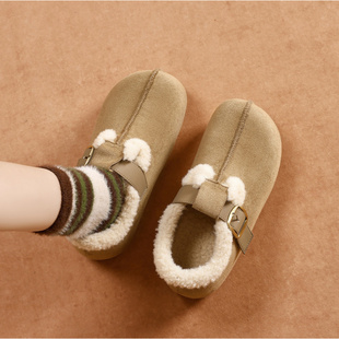 奥古狮登正品加绒勃肯鞋女2026新款秋冬季一脚蹬厚底毛毛绒棉鞋雪