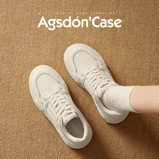 奥古狮登正品厚底小白鞋女2026新款秋冬季白色运动鞋休闲学生平底