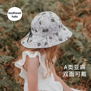 【亚麻儿童特价】澳洲Bedhead亚麻护脖儿童渔夫亲肤防晒帽UPF50+