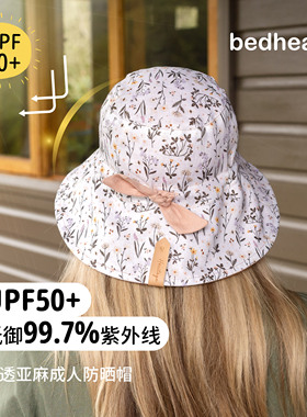 澳洲Bedhead成人亚麻亲子防晒遮阳太阳渔夫帽透气双面大头围可戴