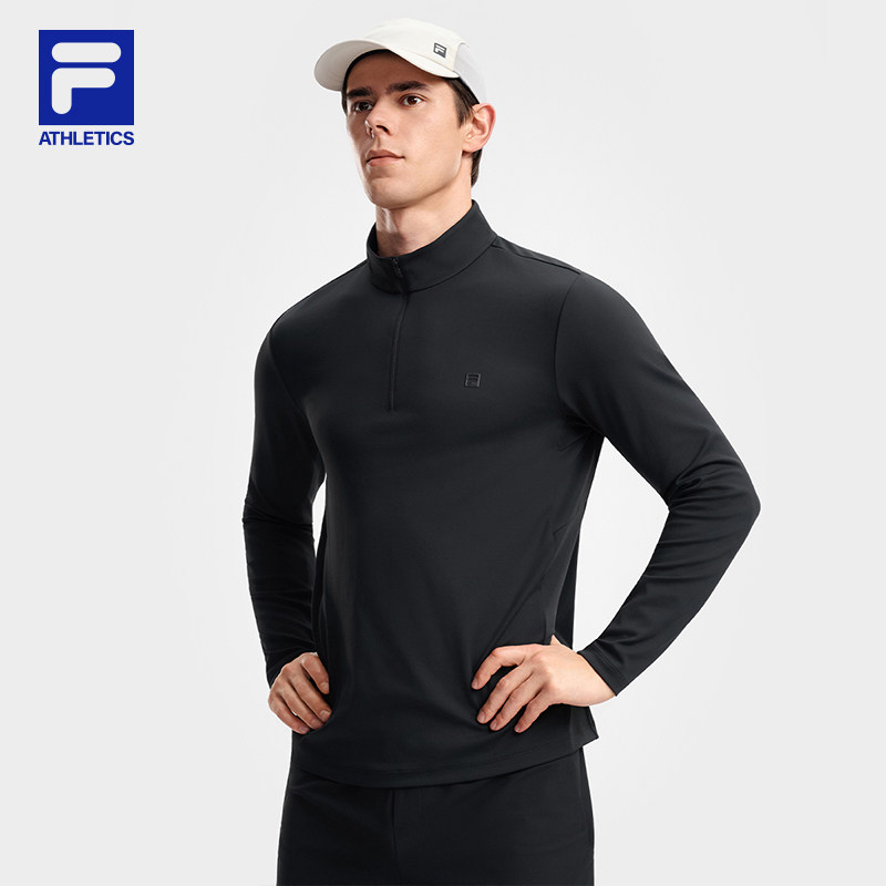 FILA斐乐针织长袖上衣26秋季新款男朋友健身运动半拉链基础长T
