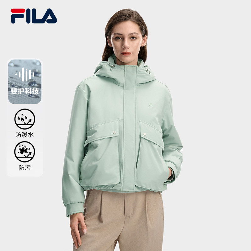 FILA 斐乐官方女士棉服2026春新款时尚休闲宽松保暖花苞连帽外套
