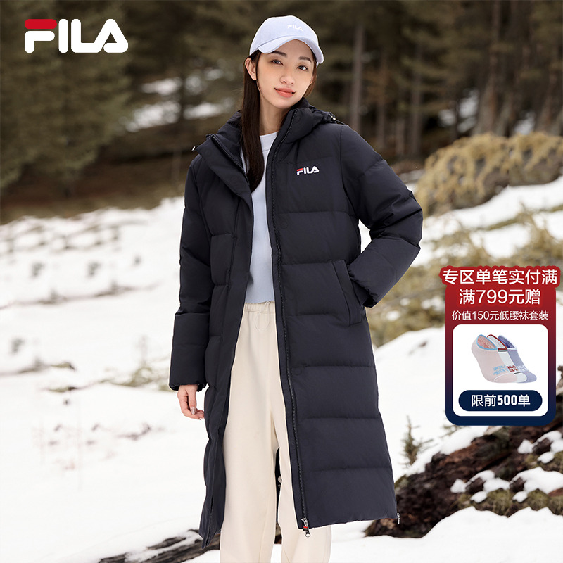 FILA 斐乐官方女士羽绒服2025年冬季保暖中长款时尚运动加厚外套