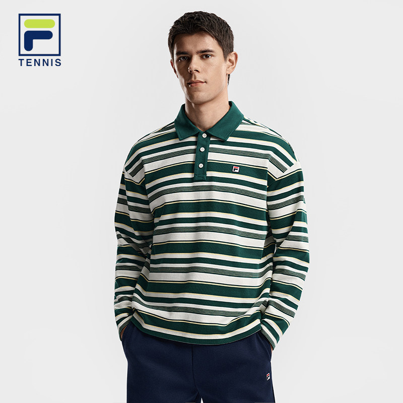FILA 斐乐官方男子针织长袖POLO衫2026春季新款网球运动纯棉上衣,运动服/休闲服装,运动POLO衫,淘宝优惠券,粉丝福利购,淘宝优惠卷
