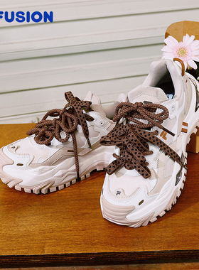 FILA FUSION斐乐潮牌女鞋BIANCO厚底潮鞋2025冬新款硬糖鞋老爹鞋