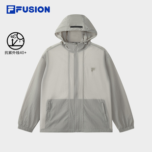 FUSION斐樂(lè)潮牌梭織外套男2025夏新款 FILA 休閑寬松連帽防曬上衣