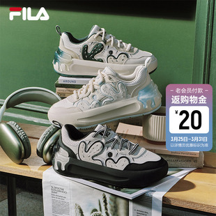 FILA 厚底增高面包休闲运动鞋 斐乐官方女鞋 新款 CACTI板鞋 仙人掌
