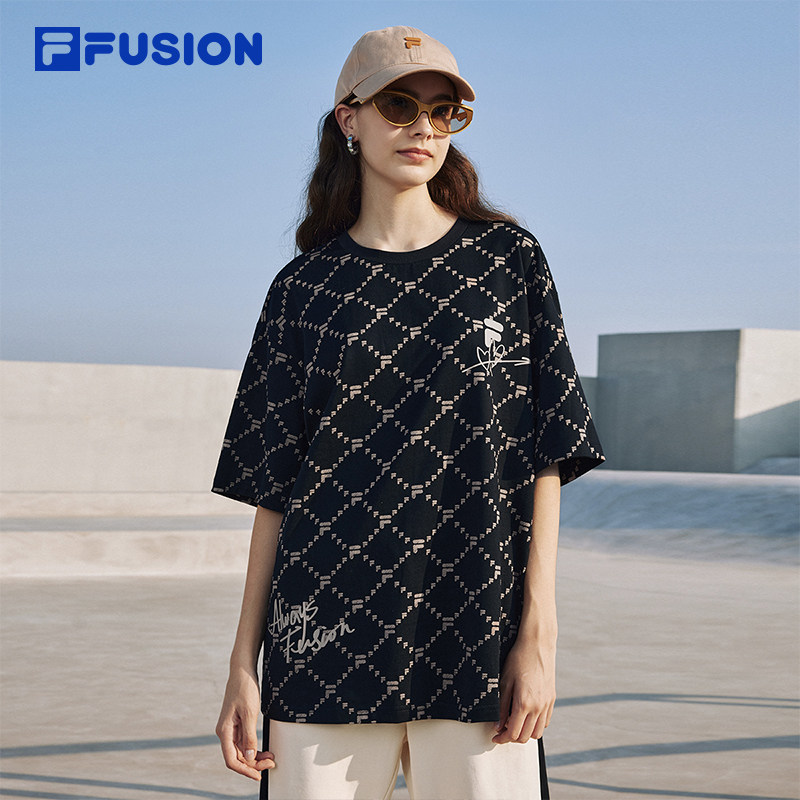 FILA FUSION斐乐潮牌情侣款针织短袖衫2026时尚休闲宽松纯棉T恤,运动服/休闲服装,运动T恤,淘宝优惠券,粉丝福利购,淘宝优惠卷