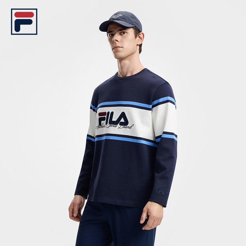 FILA 斐乐官方男子针织长袖衫2026秋新款网球运动简约宽松纯棉长T