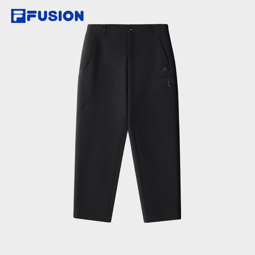 FILA FUSION斐乐潮牌梭织长裤男2025冬季新款侧边拉链宽松直口裤
