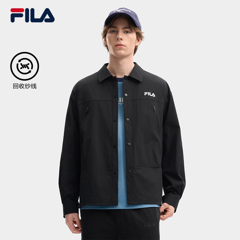 FILA 斐乐官方男士梭织长袖衬衫2026秋新款简约宽松外套休闲上衣