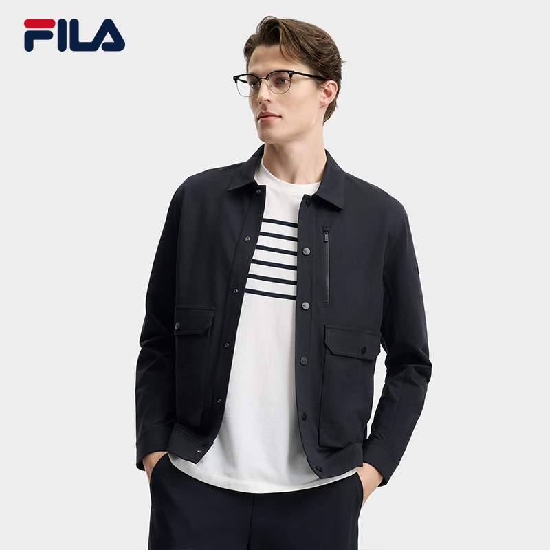 FILA 斐乐官方男士针织长袖外套2026夏新款翻领夹克舒适休闲上衣
