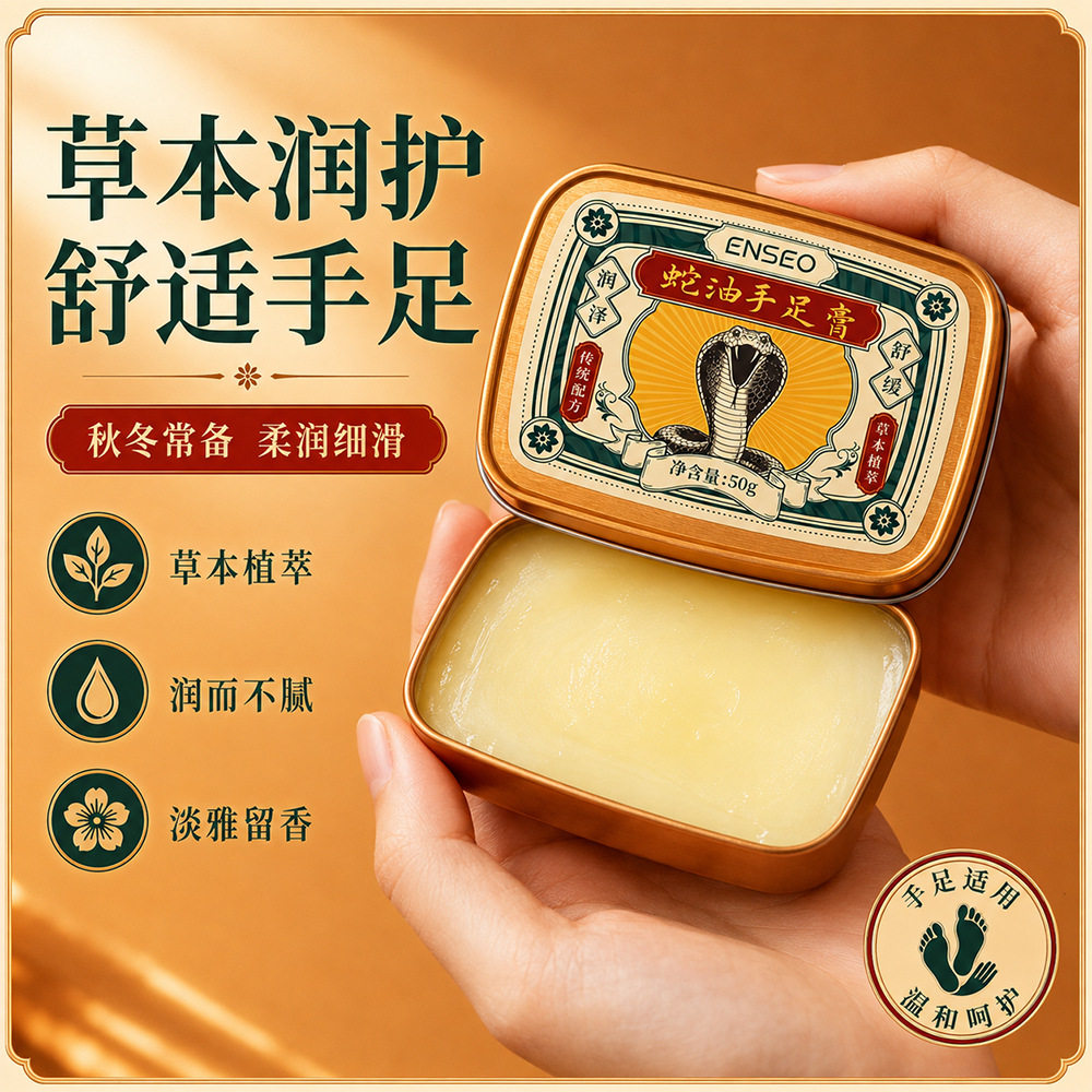enseo蛇油护手霜蛇油膏果酸护手霜袋装蛇油膏滋润保湿防干裂批发