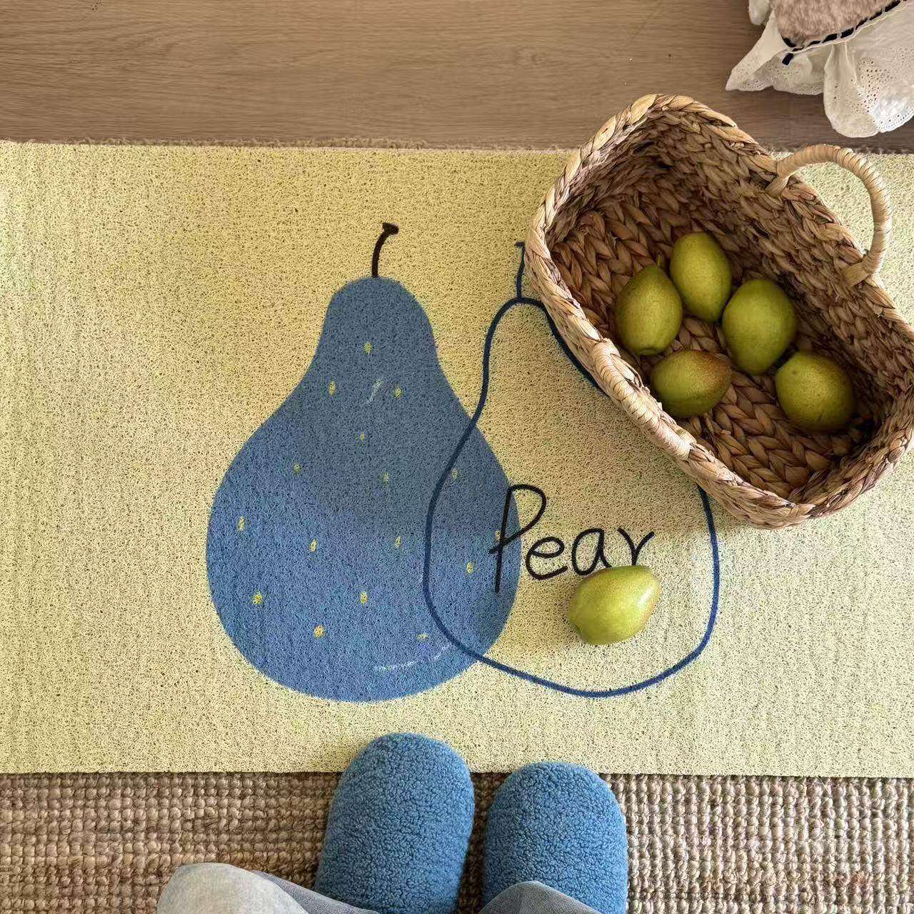 韩系梨子水果丝圈入户地垫门口家用可裁剪 pvc耐脏防滑除尘脚垫子,居家布艺,入户地垫,淘宝优惠券,粉丝福利购,淘宝优惠卷