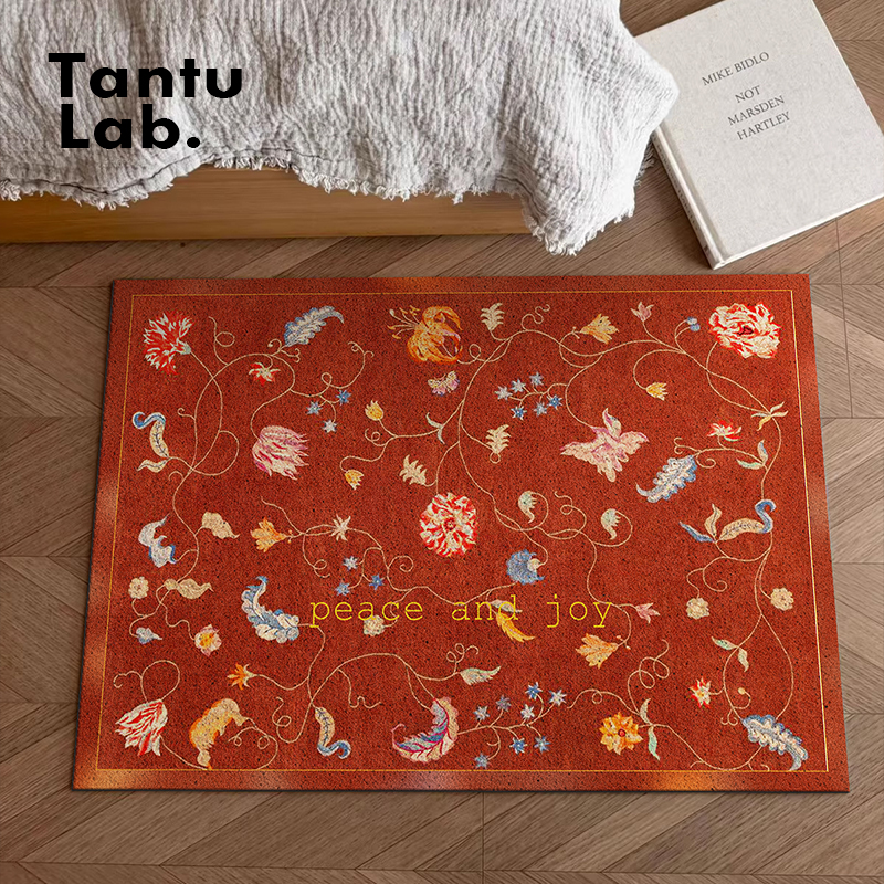 高级感入户门地垫红色丝圈