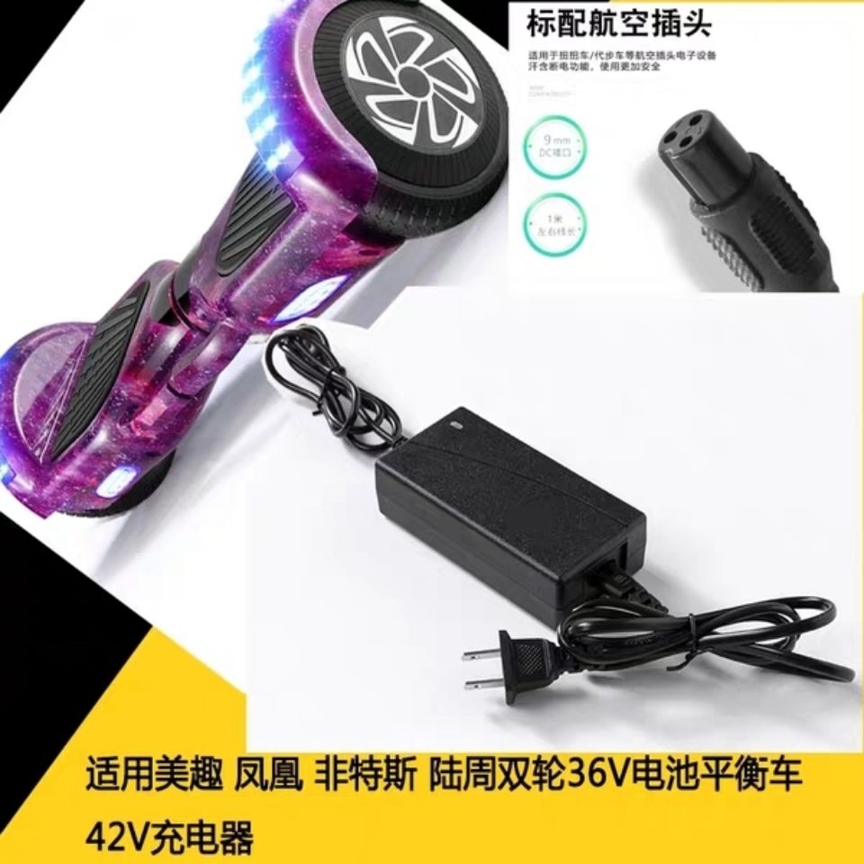 適用美趣鳳凰非特斯陸周兒童成人雙輪平衡車充電器42三孔通用帶線