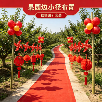 出片结婚路引装饰婚礼迎宾农村院子路边外景婚房场景布置用品