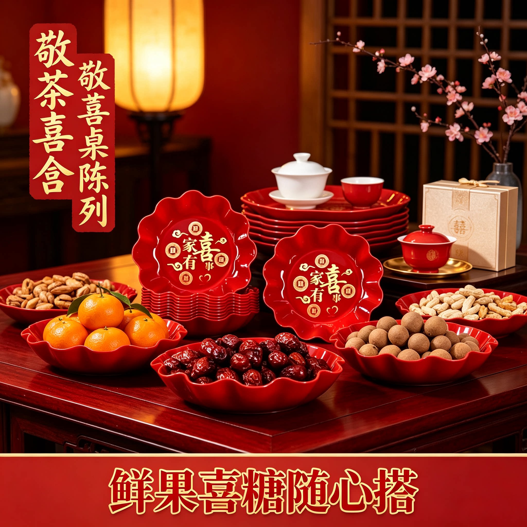婚礼糖果盘放水果家用客厅茶几零食篮订婚创意装饰婚庆用品大全