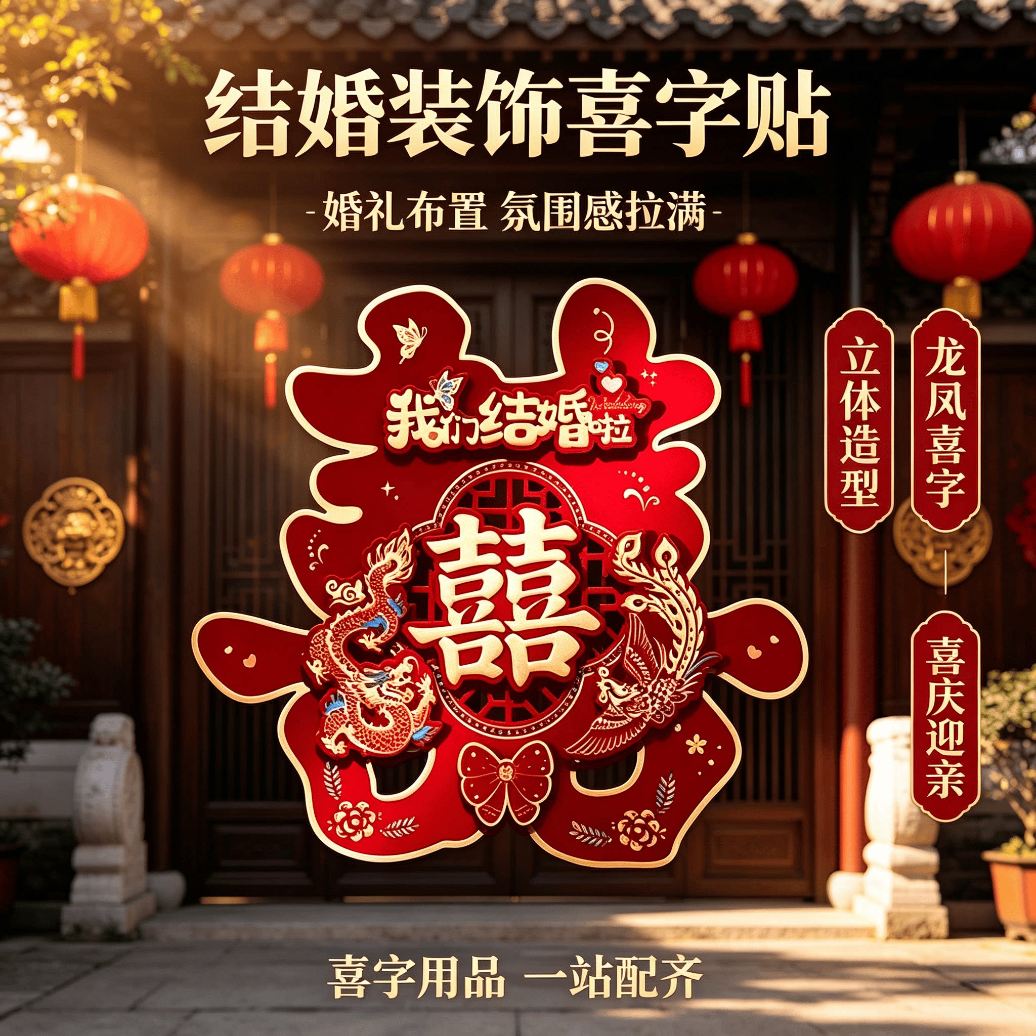 装饰喜字结婚用品大全婚房装饰