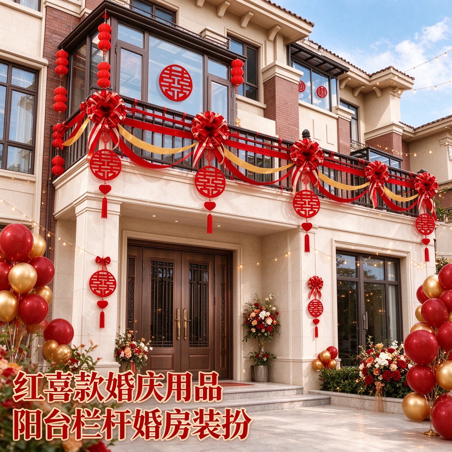 婚庆用品新人大门口2026新款喜字沙发背景墙婚房装扮婚礼场景布置