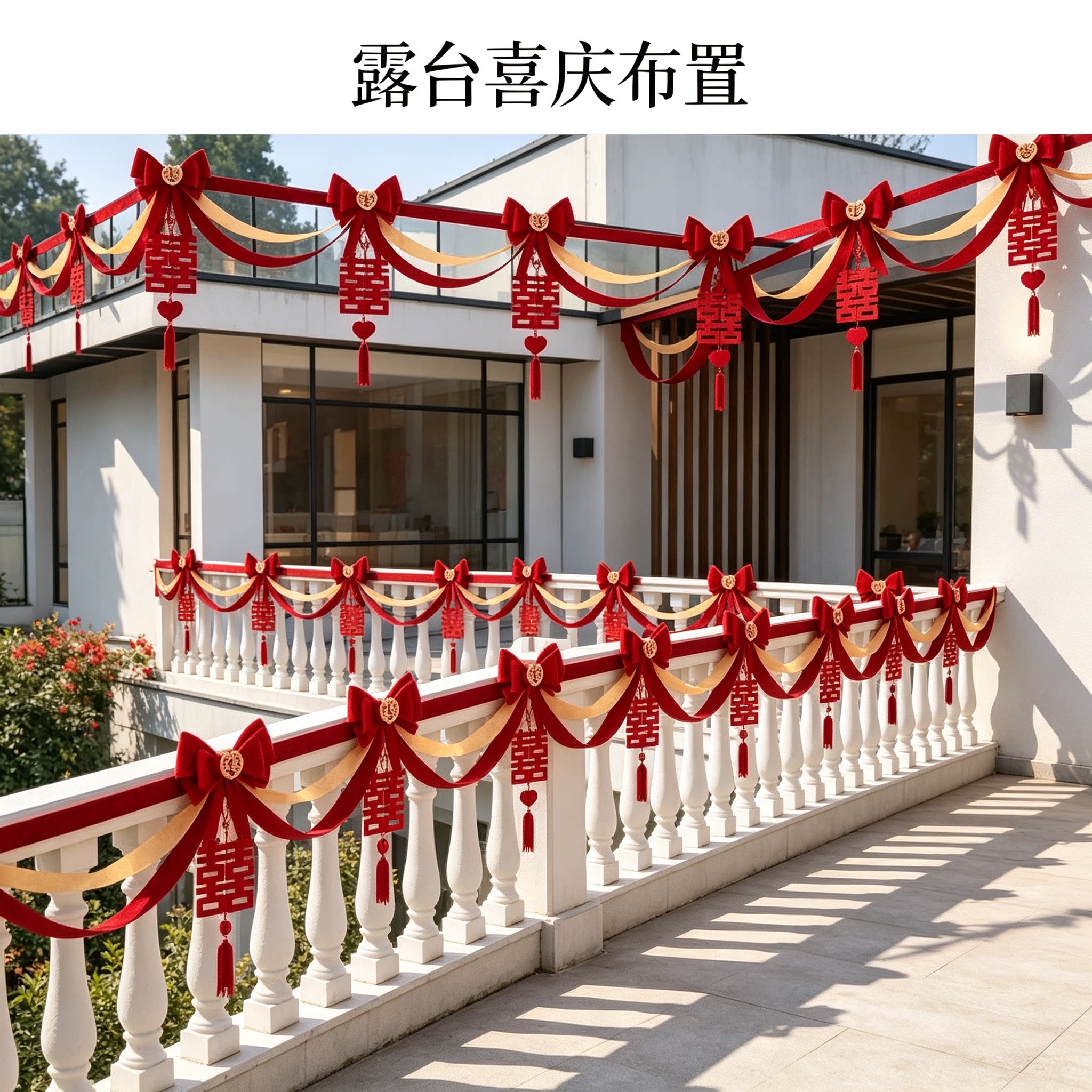 婚房拉花备婚庭院蝴蝶结喜庆新款喜字农村自建房婚庆装饰装扮用品