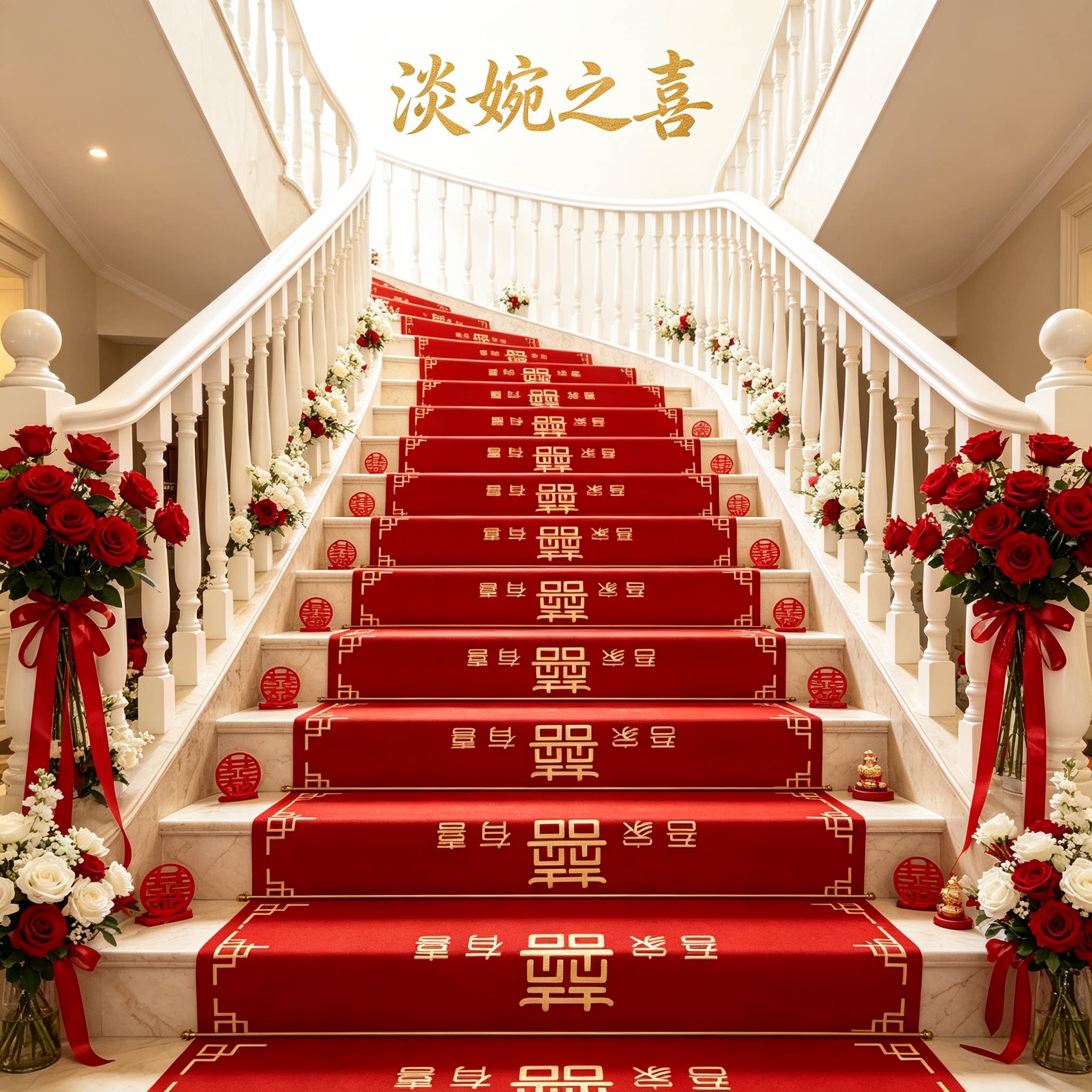 男方婚礼楼梯踏步贴小区用结婚扶手台阶喜字贴婚庆地垫婚房布置