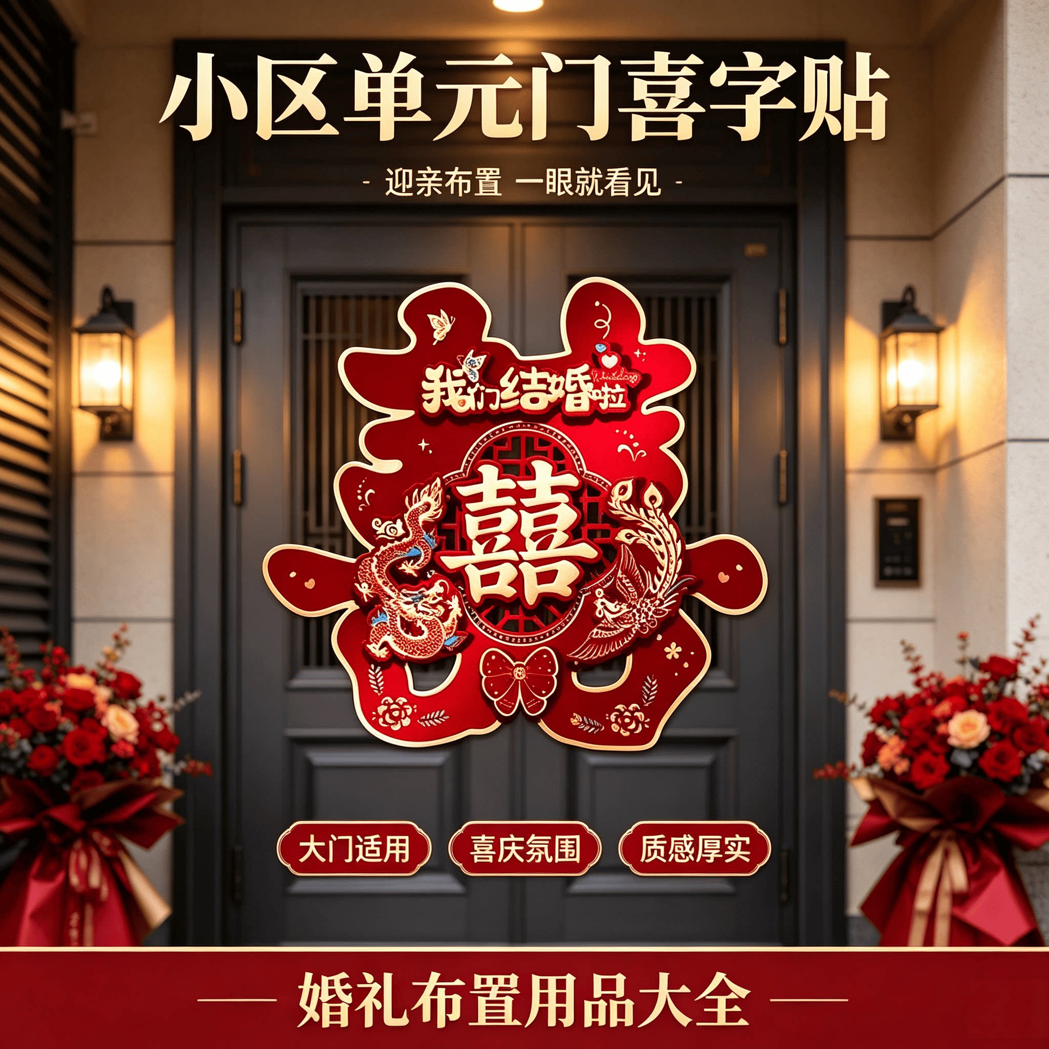 单元门喜字结婚用品大全婚房装饰