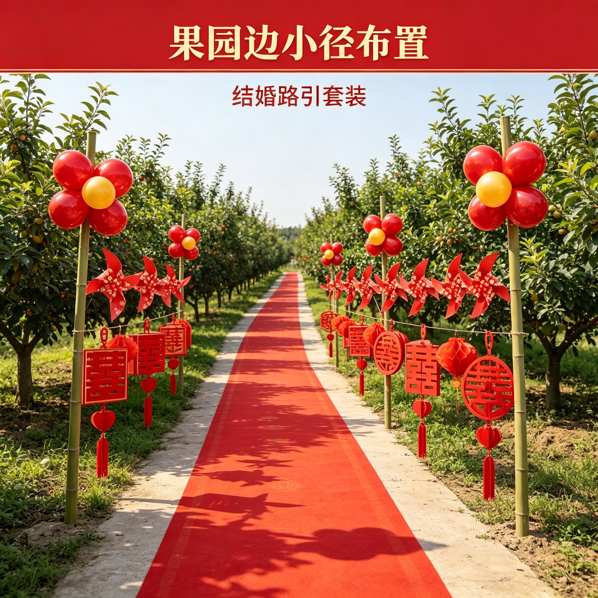 典丽结婚路引装饰婚礼迎宾农村院子路边外景婚房场景布置用品