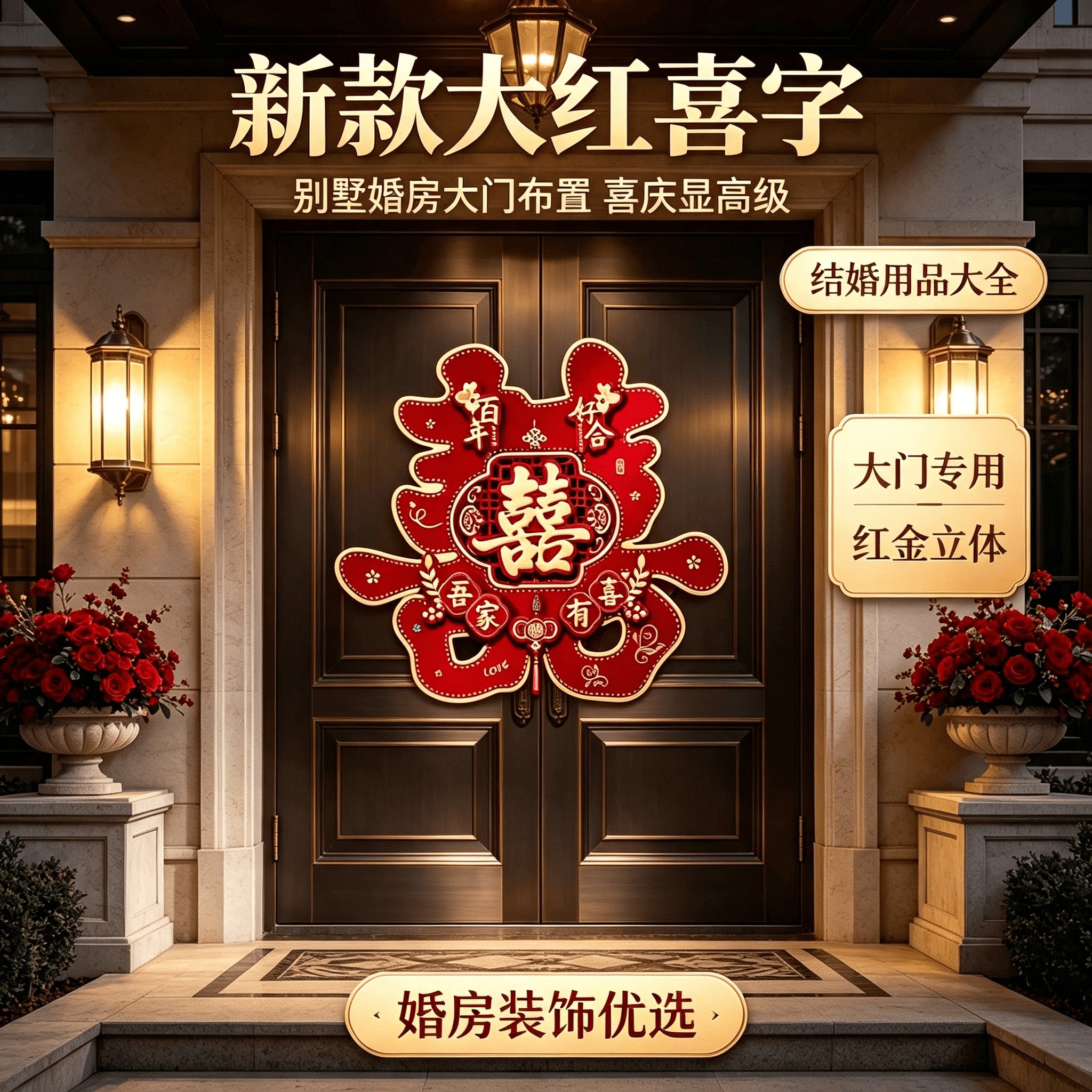 新款大红喜字结婚用品大全婚房