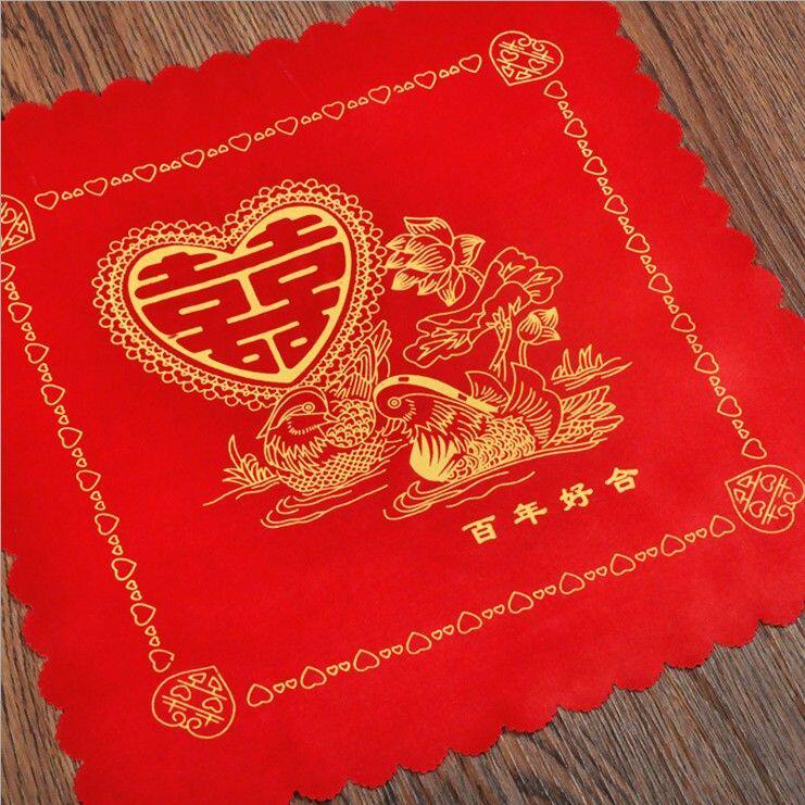 红色手绢小方巾结婚喜帕婚庆用品纯棉丝绸布手帕新娘婚礼新人手巾