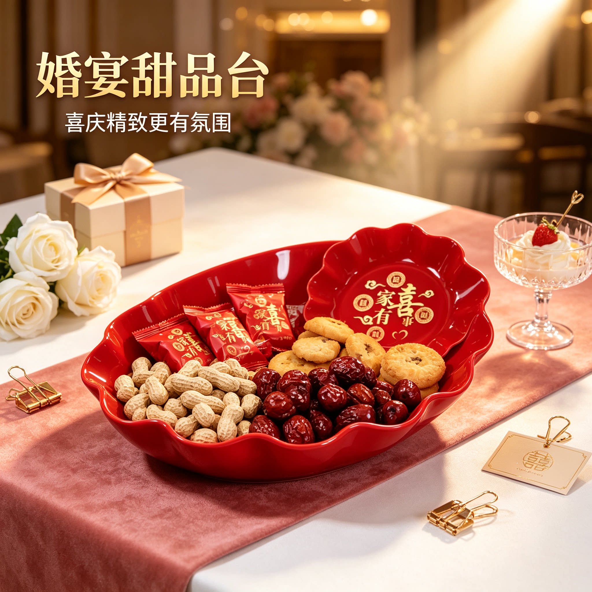 婚礼糖果盘喜宴用家用客厅茶几零食水果篮订婚创意装饰婚庆用品