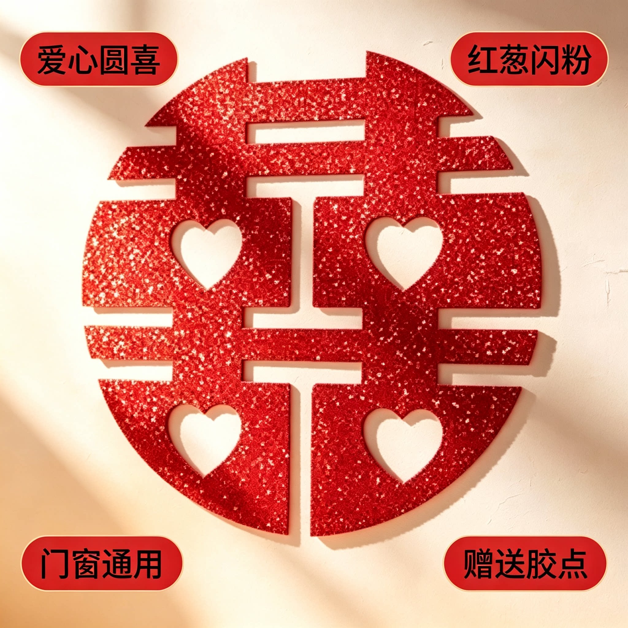 新房嫁娶喜字贴大门玻璃窗贴结婚婚房家用婚庆布置装饰小礼品