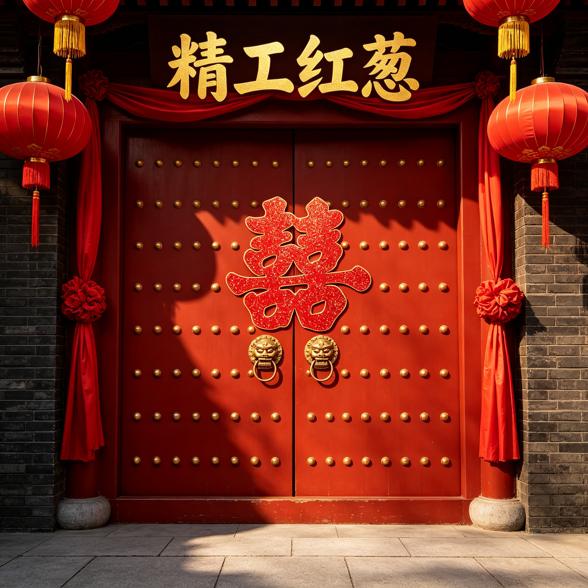 精工红葱金闪囍字贴婚房门窗玻璃贴中式嫁娶婚庆高档布置摆件