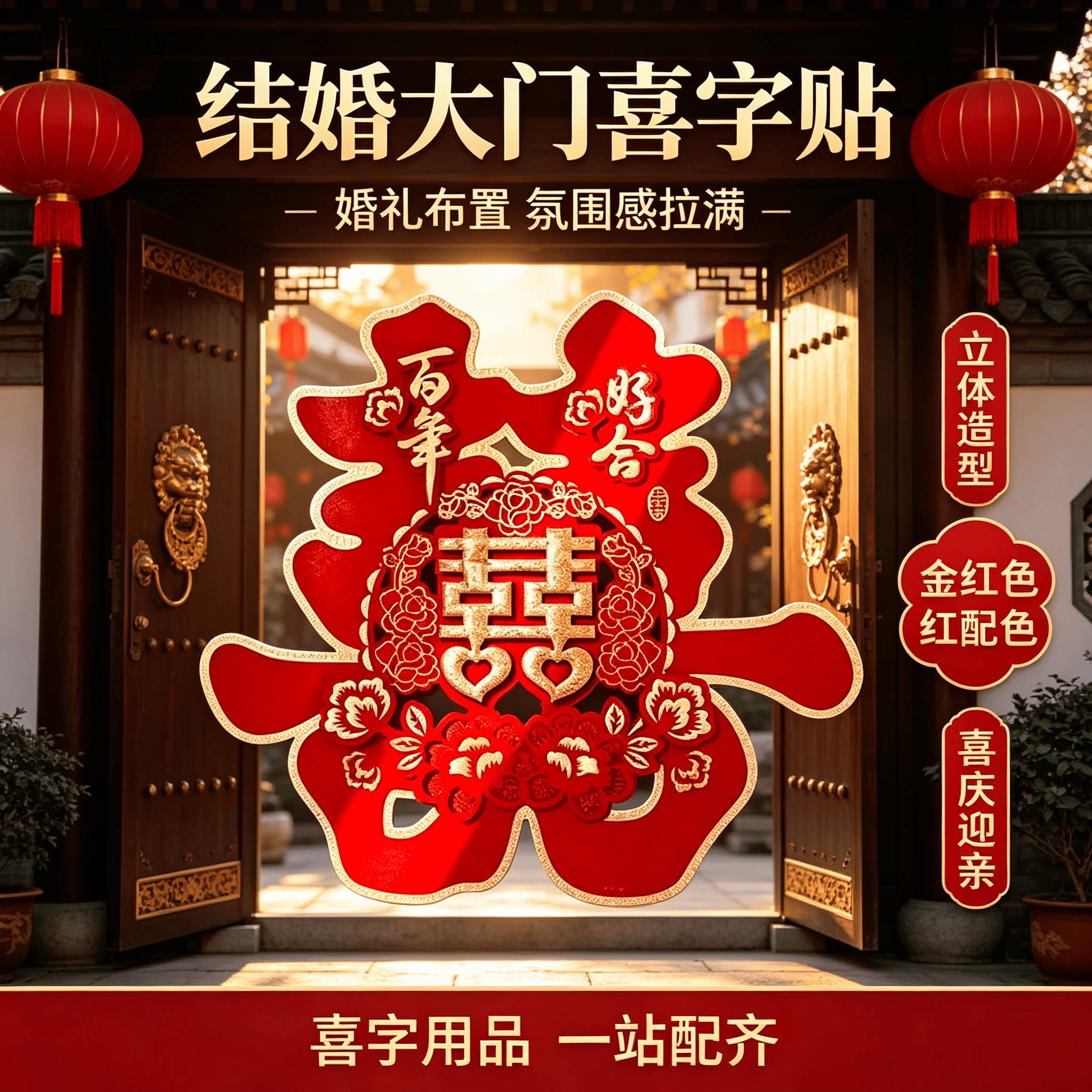 大门口喜字结婚用品大全婚房装饰