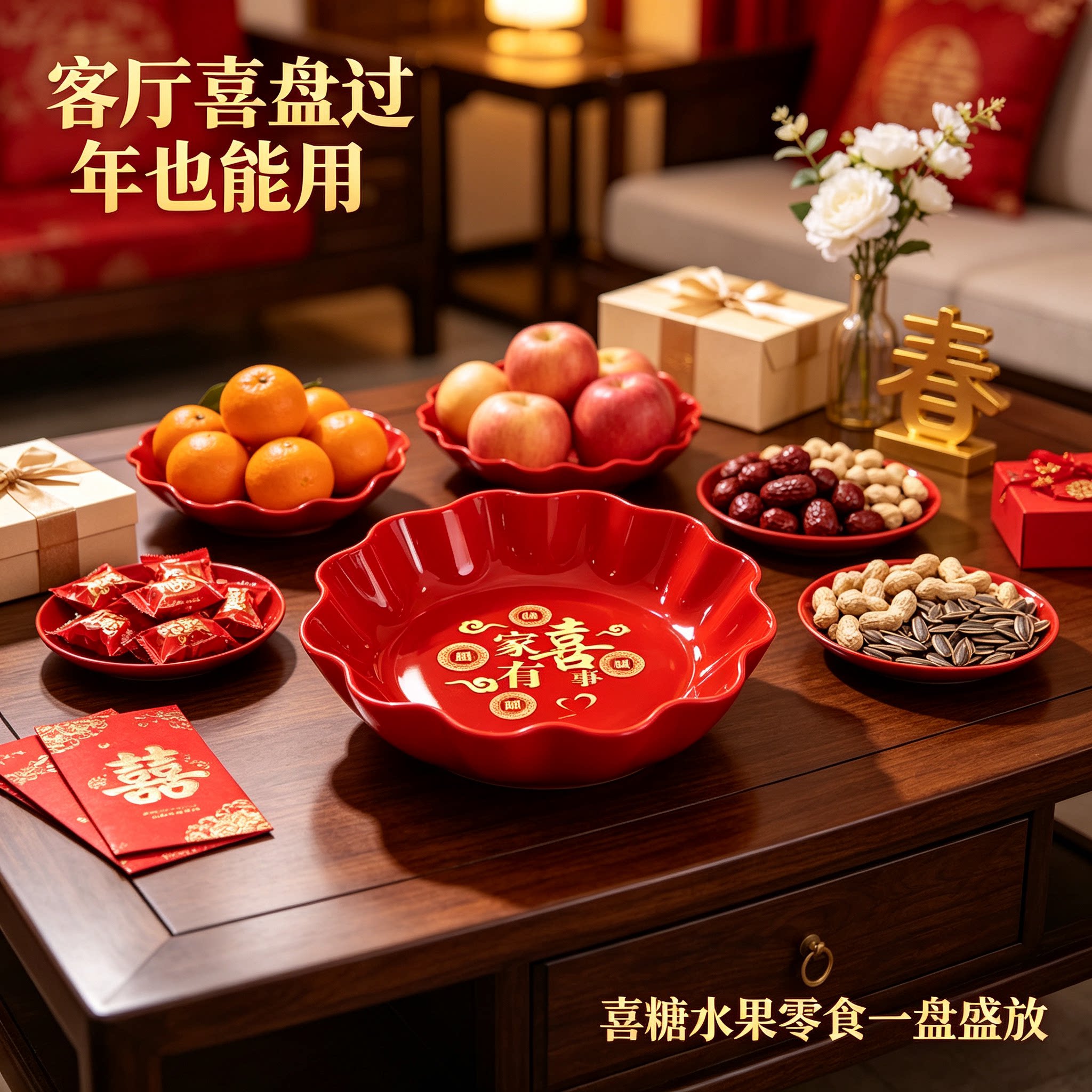 客厅糖果盘过年也能用家用茶几零食水果篮结婚订婚婚礼装饰