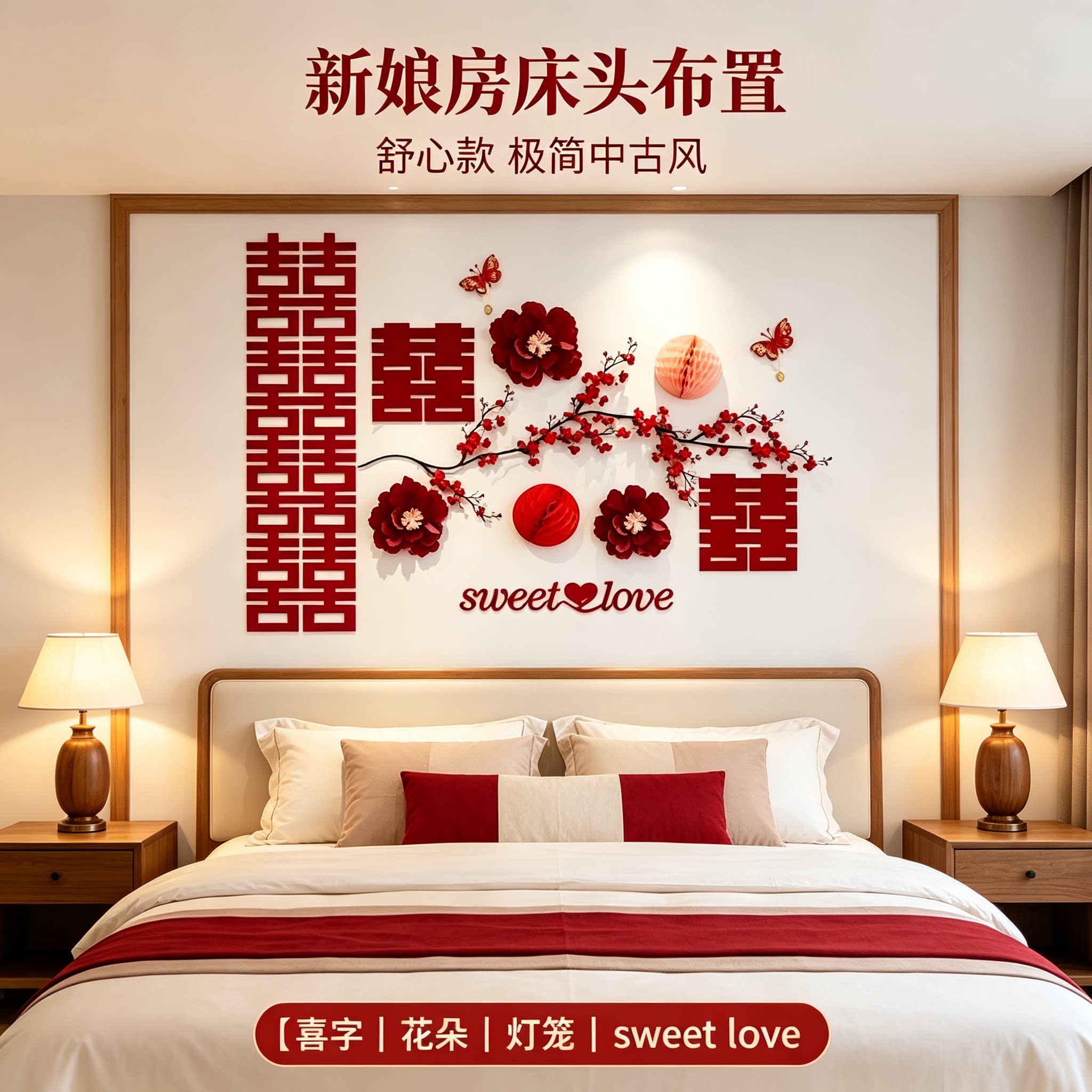婚房布置新娘房沙发结婚新房客厅卧室背景墙装饰婚庆用品大全