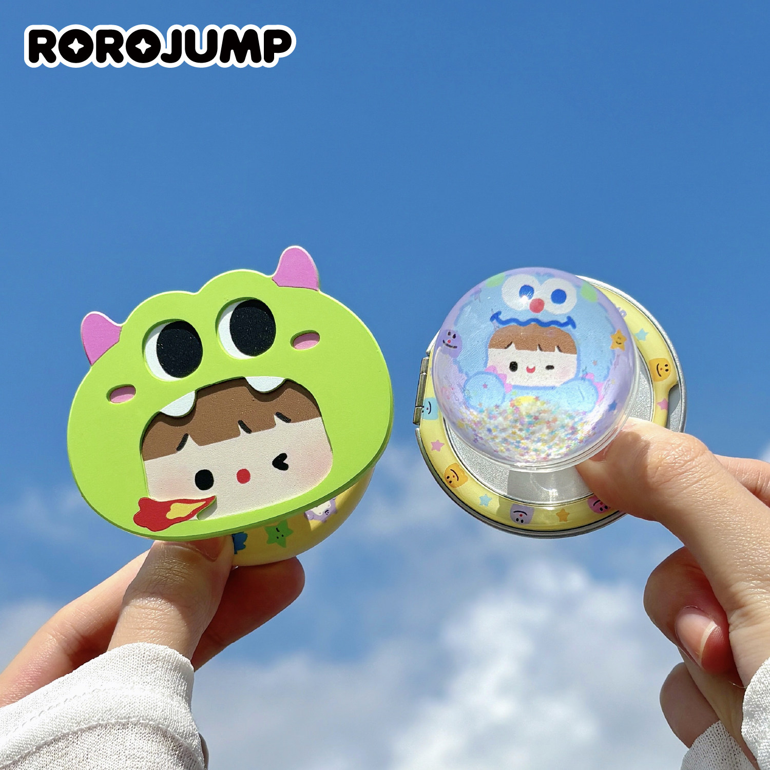 肉肉酱怪兽家族磁吸支架仿木雕刻设计手机支撑架流沙水晶球支点架子原