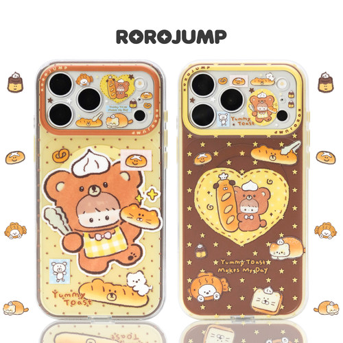 肉肉酱熊熊面包店适用iPhone17promax磁吸手机壳原创新款防摔苹果16保护套磨砂精孔薄款二合一15卡通可爱14