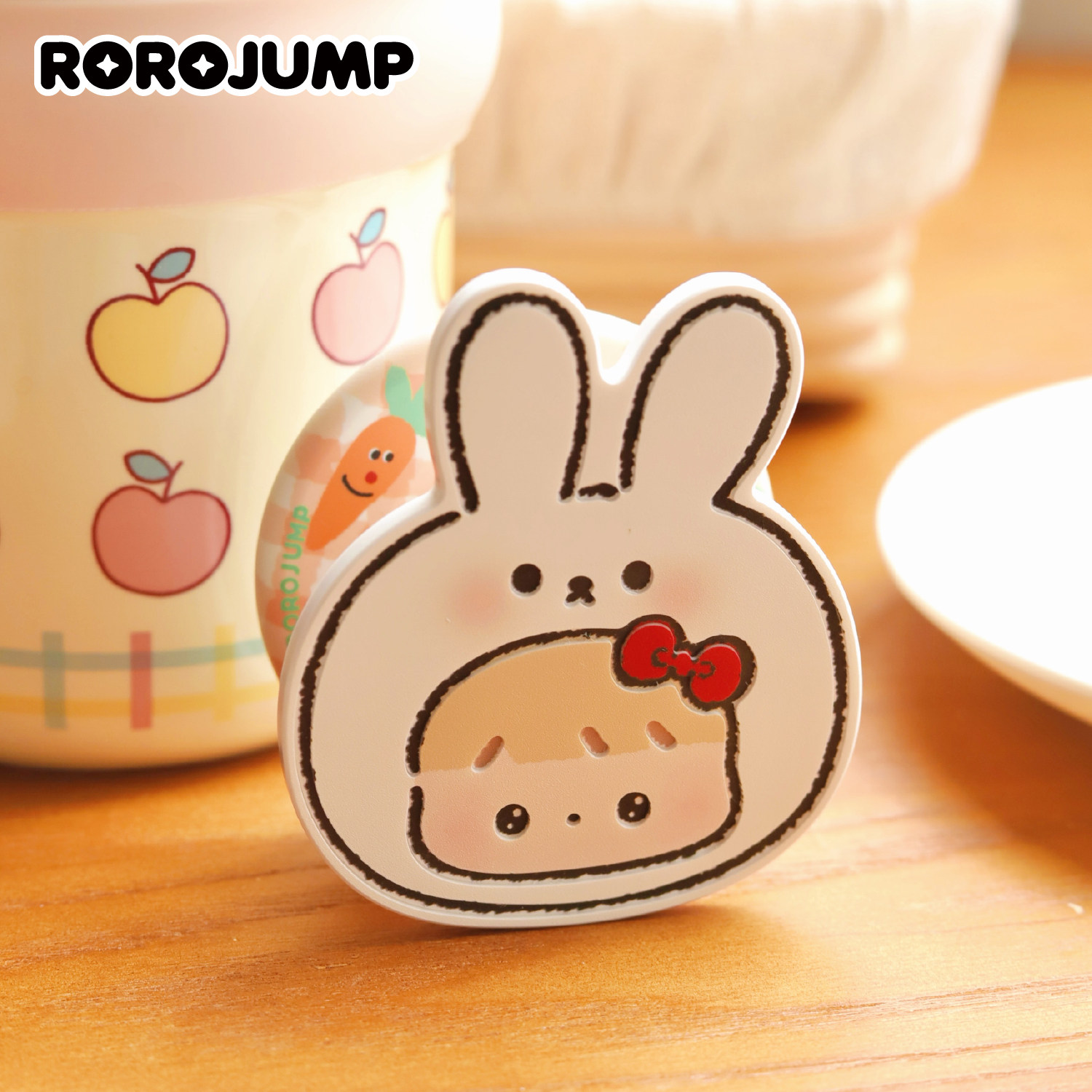 肉肉酱小兔和萝卜手机磁吸支架原创设计新款仿木雕刻立体超强磁力便携