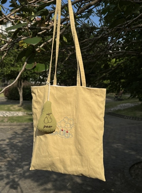 Le serein原创设计法式高级小众刺绣全棉布艺单肩包手提包