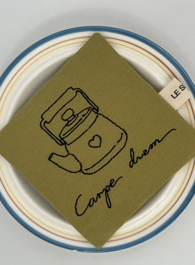 le serein原创设计高级感法式棉布艺茶壶刺绣杯垫隔热垫茶席餐垫