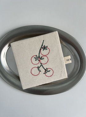 Le serein自制手工刺绣高级感番茄全棉杯垫隔热垫桌面装饰摆件