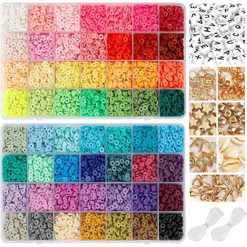 Clay Beads Set Bracelet Necklce Making Bead Letter DIY Kits