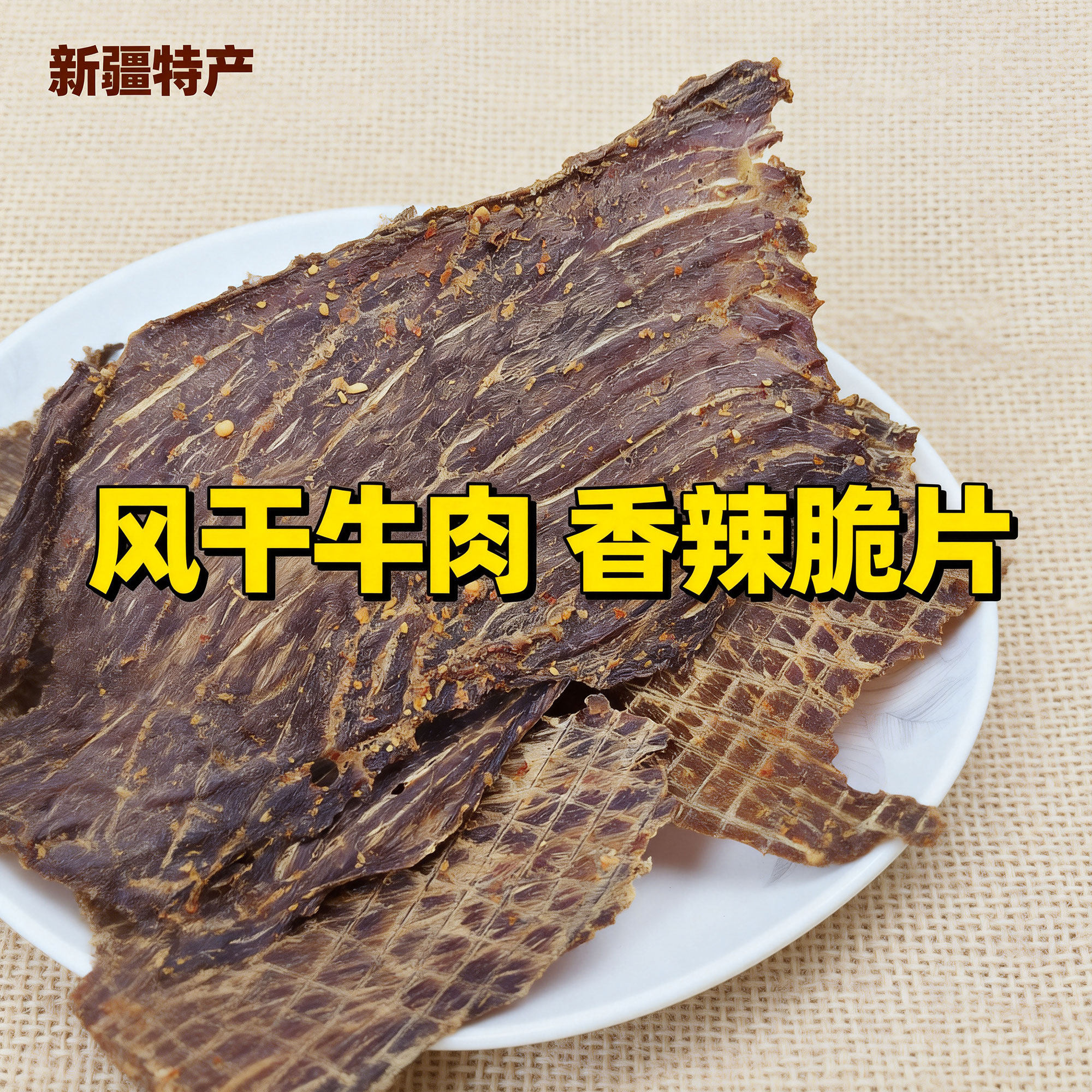 新疆特产风干牛肉片香辣牛脆脆盒装牛排薄脆片五香烤牛肉干零食